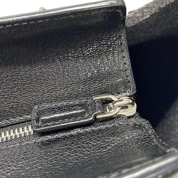 Auth Salvatore Ferragamo Amy Black Wool Leather Handbag - Picture 12 of 16